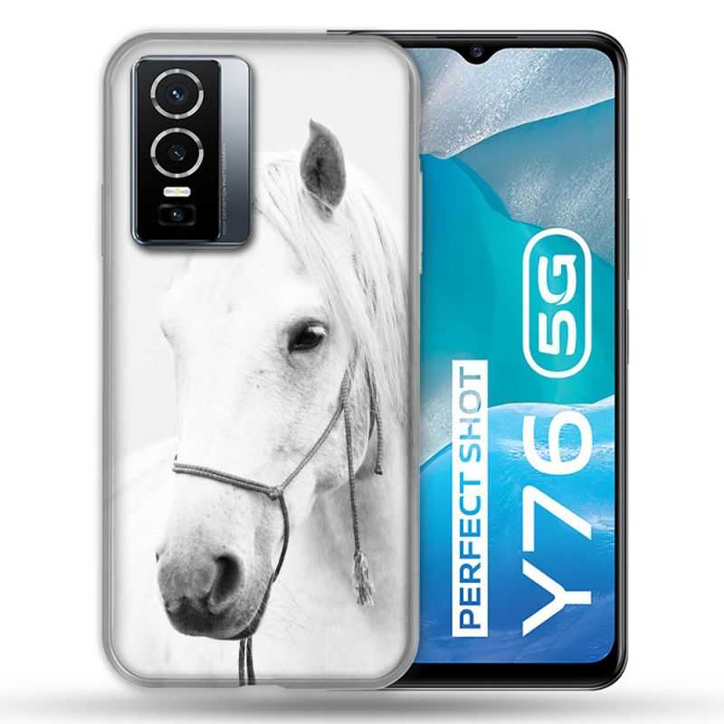 Coque Pour Vivo Y76 5G Animal Cheval Cristal