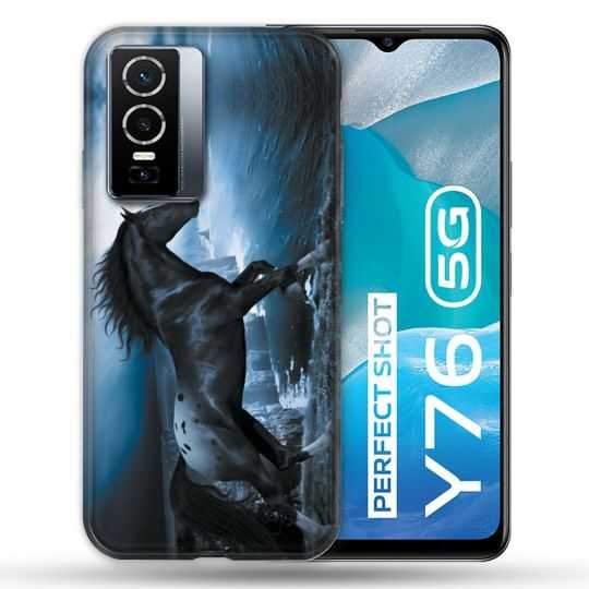 Coque Pour Vivo Y76 5G Animal Cheval Noir