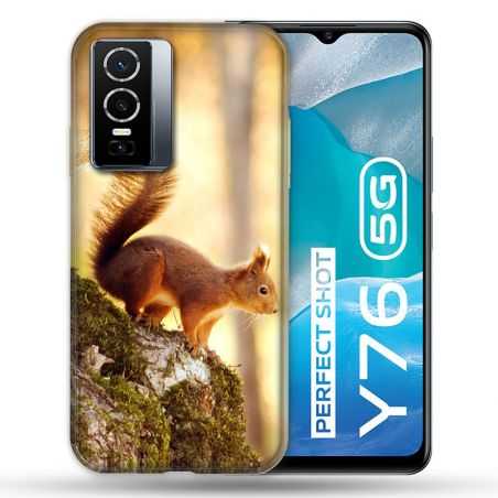 Coque Pour Vivo Y76 5G Animal Ecureuil Bois