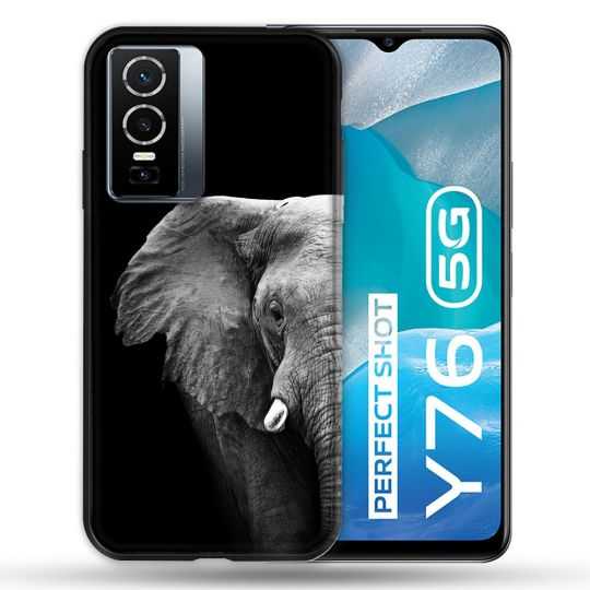 Coque Pour Vivo Y76 5G Animal Elephant Noir