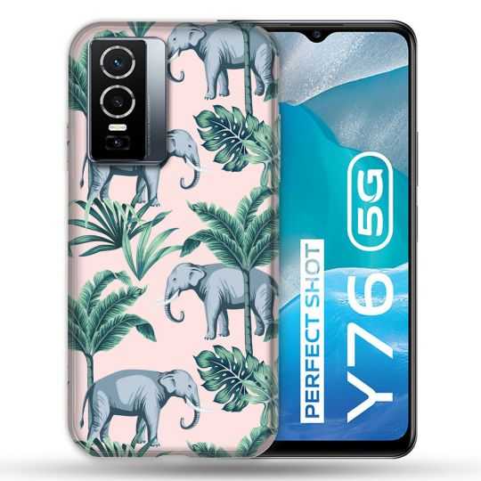 Coque Pour Vivo Y76 5G Animal Elephant Pattern