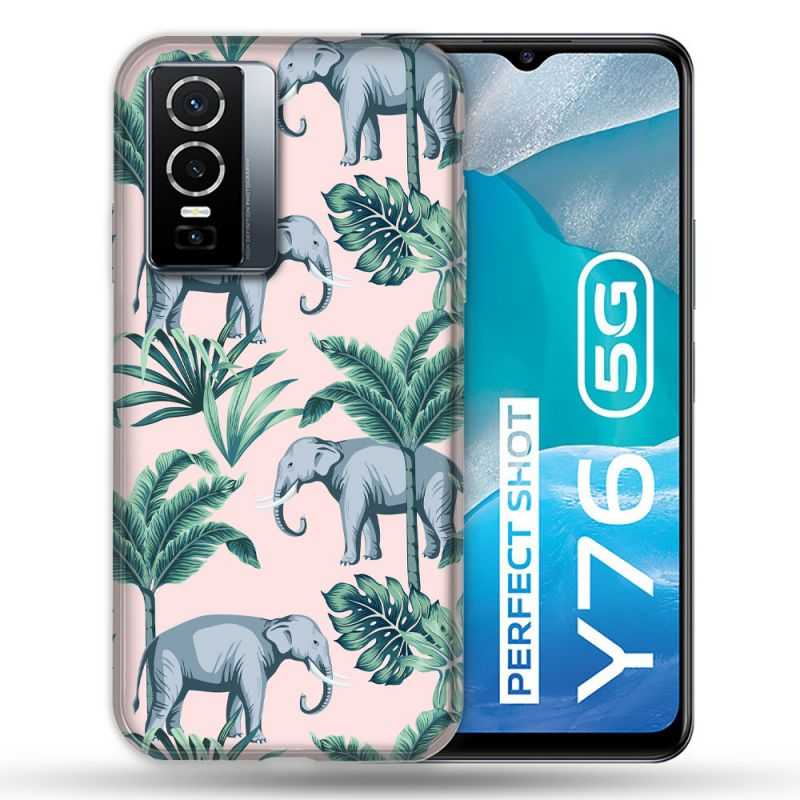 Coque Pour Vivo Y76 5G Animal Elephant Pattern