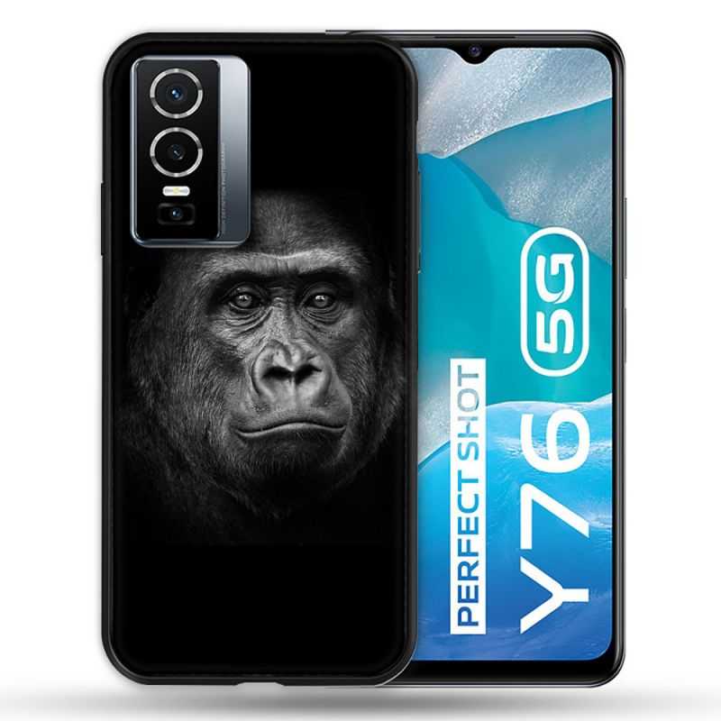Coque Pour Vivo Y76 5G Animal Gorille Noir