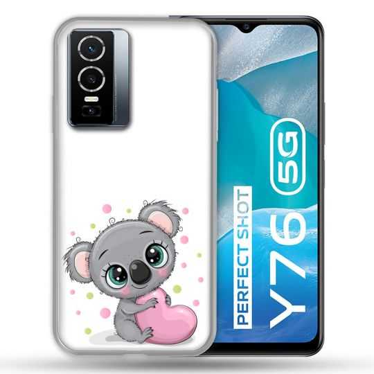 Coque Pour Vivo Y76 5G Animal Koala Cœur