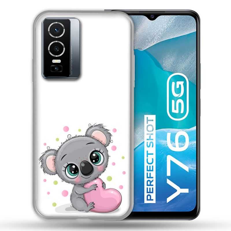 Coque Pour Vivo Y76 5G Animal Koala Cœur