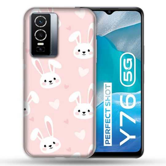 Coque Pour Vivo Y76 5G Animal Lapin Rose