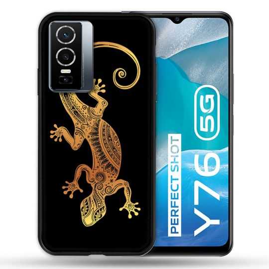 Coque Pour Vivo Y76 5G Animal Lezard Noir