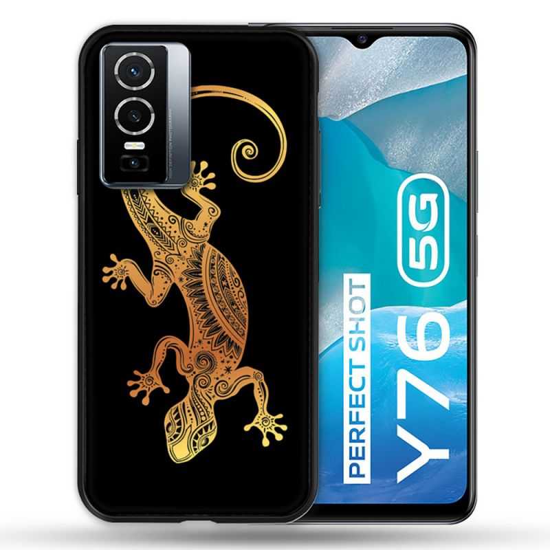 Coque Pour Vivo Y76 5G Animal Lezard Noir