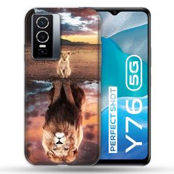 Coque Pour Vivo Y76 5G Animal Lion Reflet