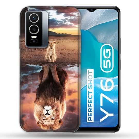 Coque Pour Vivo Y76 5G Animal Lion Reflet