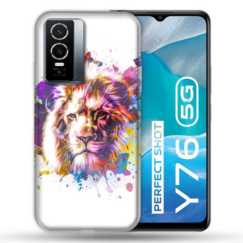 Coque Pour Vivo Y76 5G Animal Lion Tag