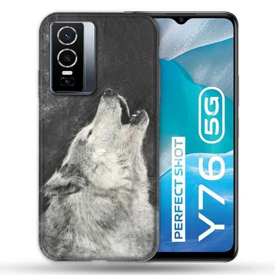 Coque Pour Vivo Y76 5G Animal Loup Hurlement