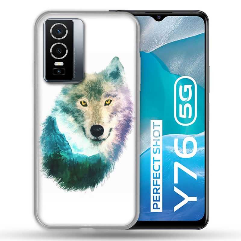 Coque Pour Vivo Y76 5G Animal Loup Montagne