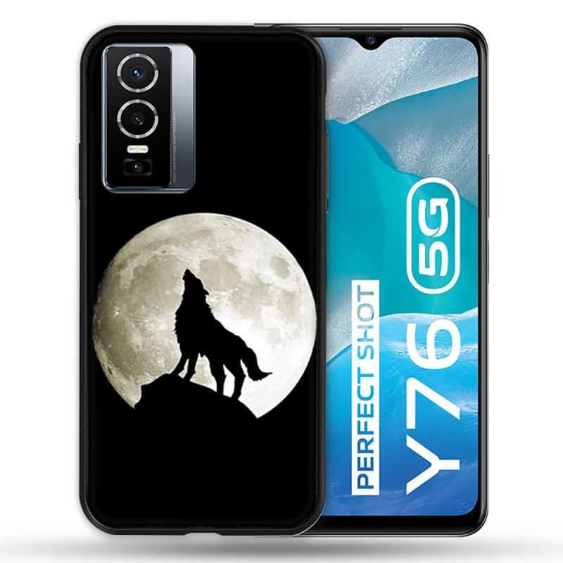 Coque Pour Vivo Y76 5G Animal Loup Noir
