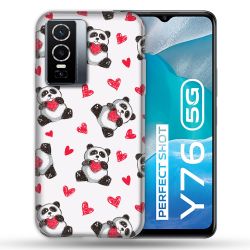 Coque Pour Vivo Y76 5G Animal Panda Cœur
