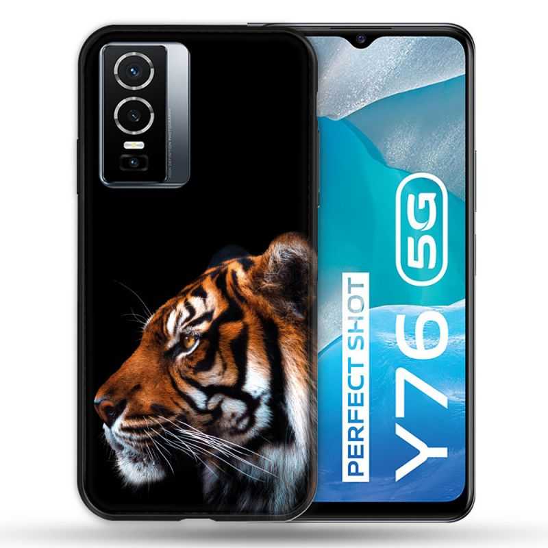 Coque Pour Vivo Y76 5G Animal Tigre Noir