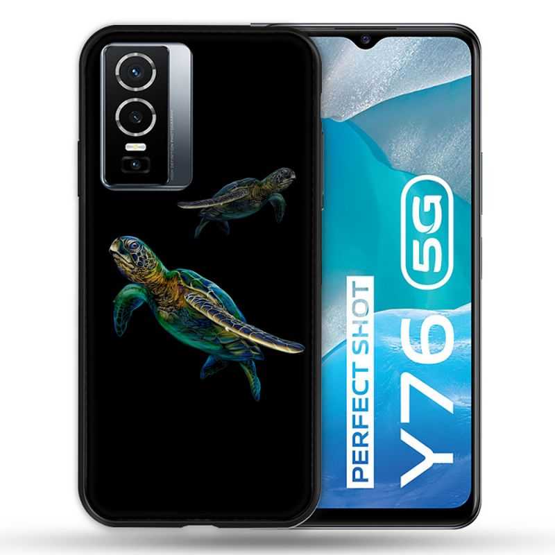 Coque Pour Vivo Y76 5G Animal Tortue Noire multicolore