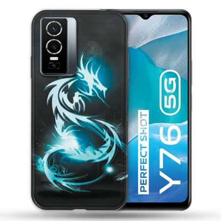 Coque Pour Vivo Y76 5G Fantastique Dragon Bleu
