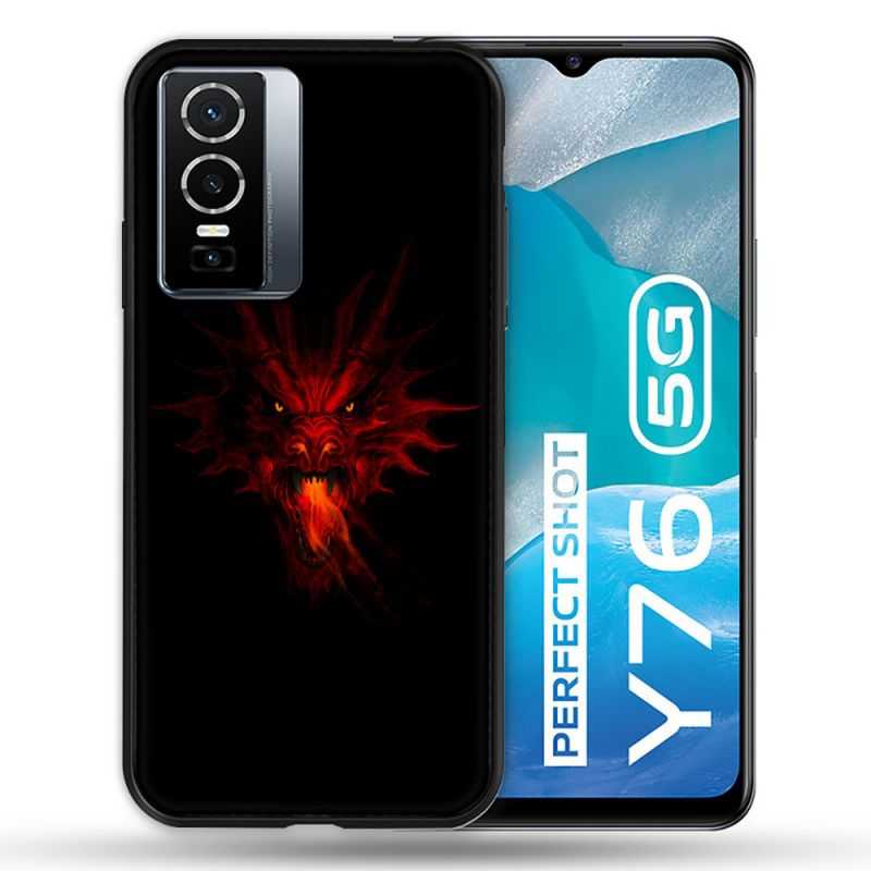 Coque Pour Vivo Y76 5G Fantastique Dragon Feu