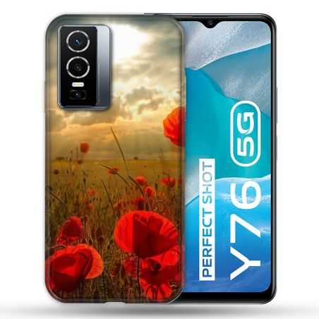 Coque Pour Vivo Y76 5G Fleur Coquelicot