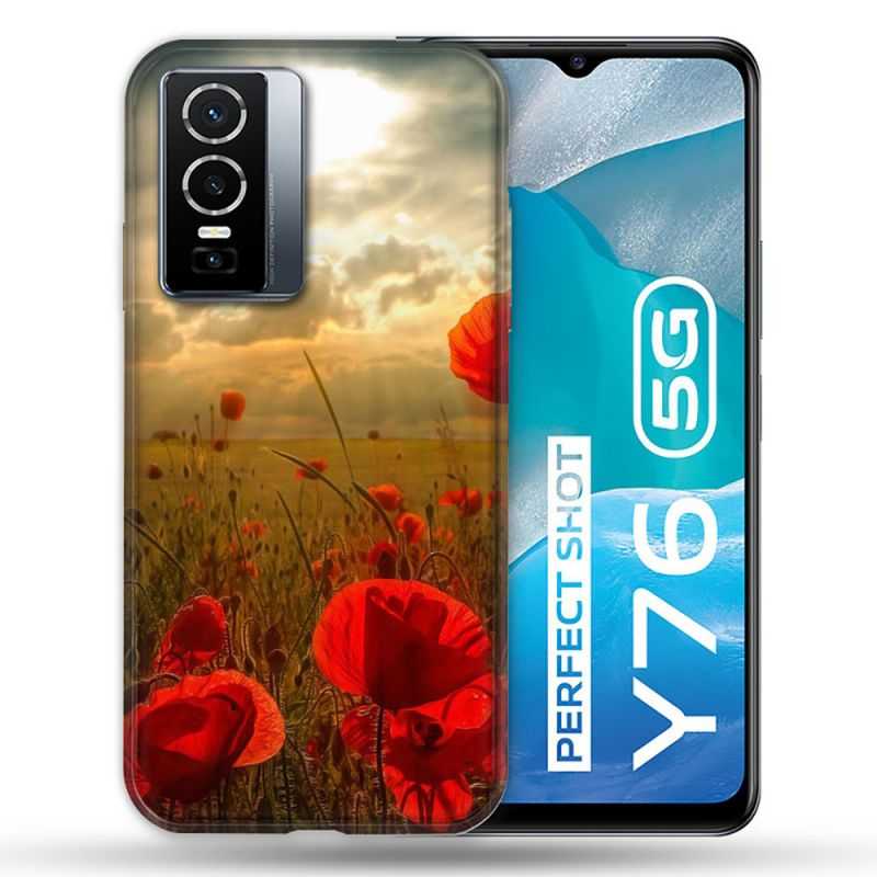 Coque Pour Vivo Y76 5G Fleur Coquelicot