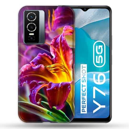 Coque Pour Vivo Y76 5G Fleur Lys Color