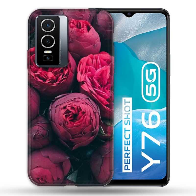 Coque Pour Vivo Y76 5G Fleur Pivoine