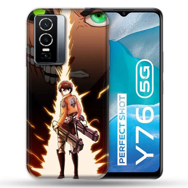 Coque Pour Vivo Y76 5G Manga Attaque Titans Eren Eclair