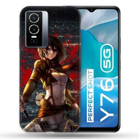 Coque Pour Vivo Y76 5G Manga Attaque Titans Mikasa