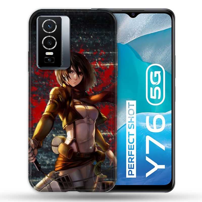Coque Pour Vivo Y76 5G Manga Attaque Titans Mikasa