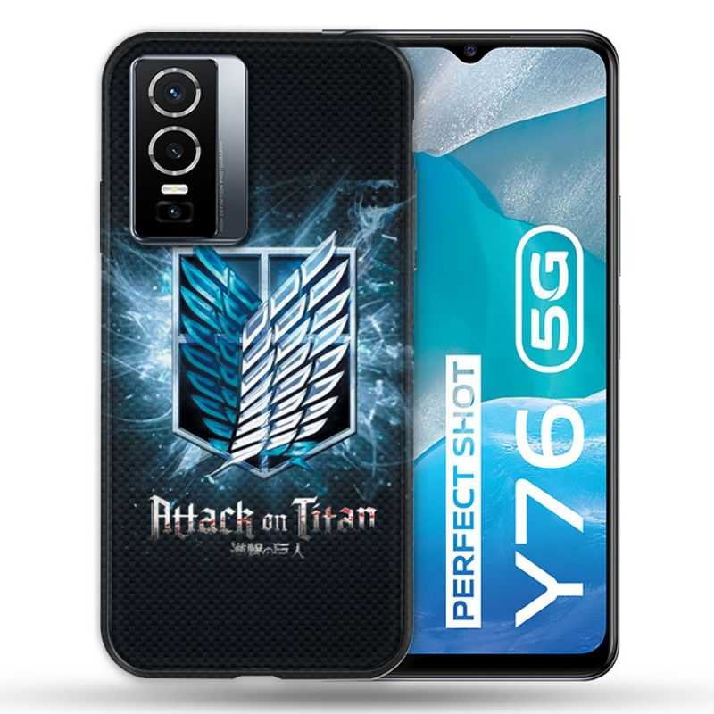 Coque Pour Vivo Y76 5G Manga Attaque Titans Noir