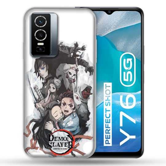 Coque Pour Vivo Y76 5G Manga Demon Slayer Blanc