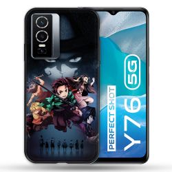 Coque Pour Vivo Y76 5G Manga Demon Slayer Noir