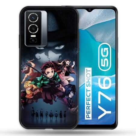 Coque Pour Vivo Y76 5G Manga Demon Slayer Noir