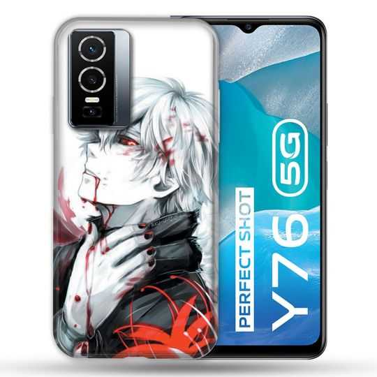 Coque Pour Vivo Y76 5G Manga Tokyo Ghoul Kaneki Blanc