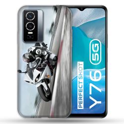 Coque Pour Vivo Y76 5G Moto Course GP Blanche