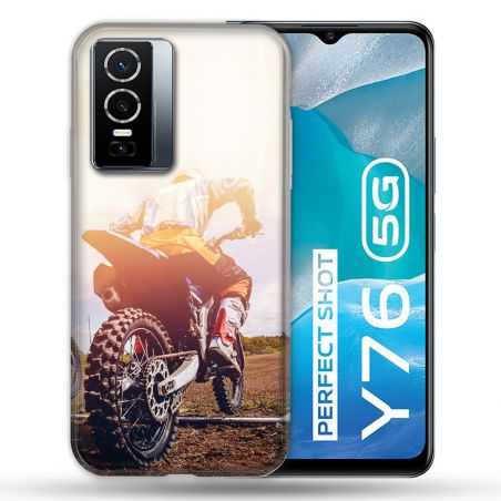 Coque Pour Vivo Y76 5G Moto Cross Soleil