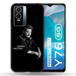 Coque Pour Vivo Y76 5G Musique Johnny Hallyday Noir