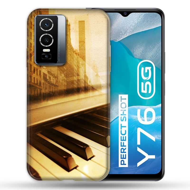 Coque Pour Vivo Y76 5G Musique Piano Retro