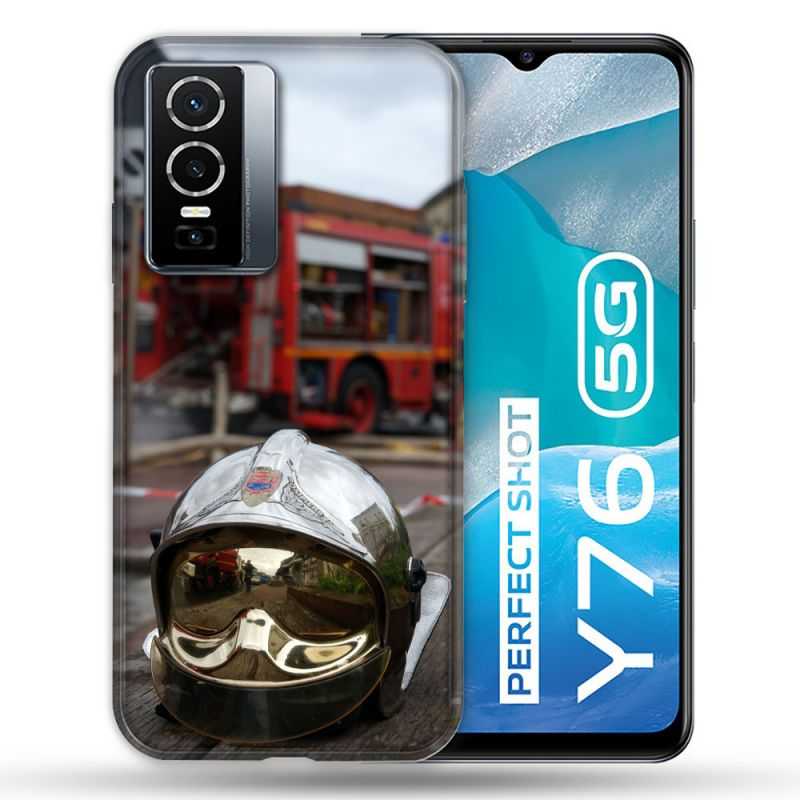 Coque Pour Vivo Y76 5G Pompier Casque Camion