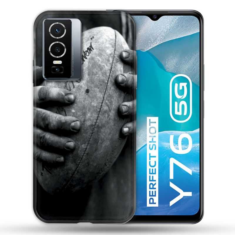 Coque Pour Vivo Y76 5G Sport Rugby Ballon Vintage
