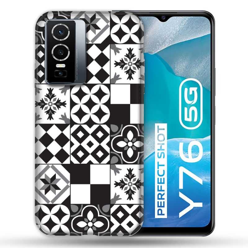 Coque Pour Vivo Y76 5G Texture Carreau Ciment Noir