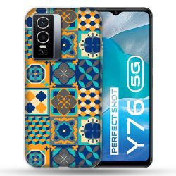 Coque Pour Vivo Y76 5G Texture Carreau Ciment Orange