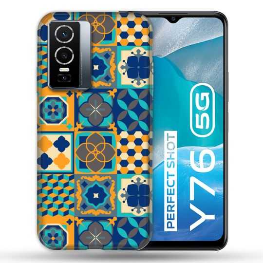 Coque Pour Vivo Y76 5G Texture Carreau Ciment Orange