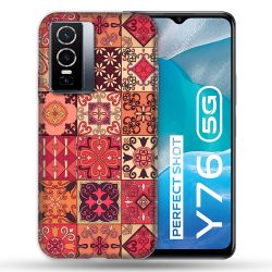 Coque Pour Vivo Y76 5G Texture Carreau Ciment Rouge