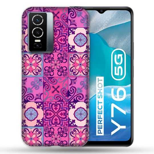 Coque Pour Vivo Y76 5G Texture Carreau Ciment Violet