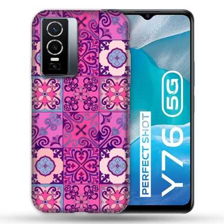 Coque Pour Vivo Y76 5G Texture Carreau Ciment Violet