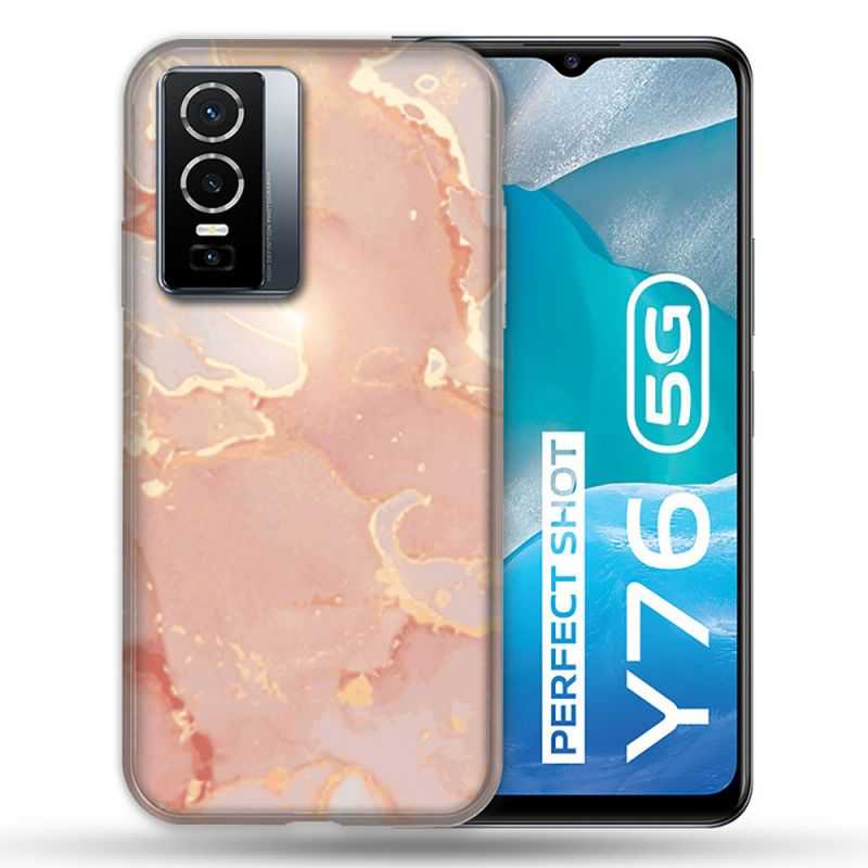 Coque Pour Vivo Y76 5G Texture Marbre Rose
