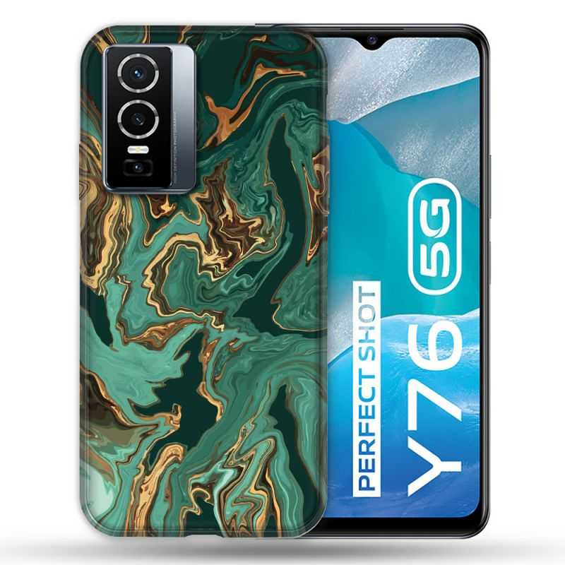 Coque Pour Vivo Y76 5G Texture Marbre Vert