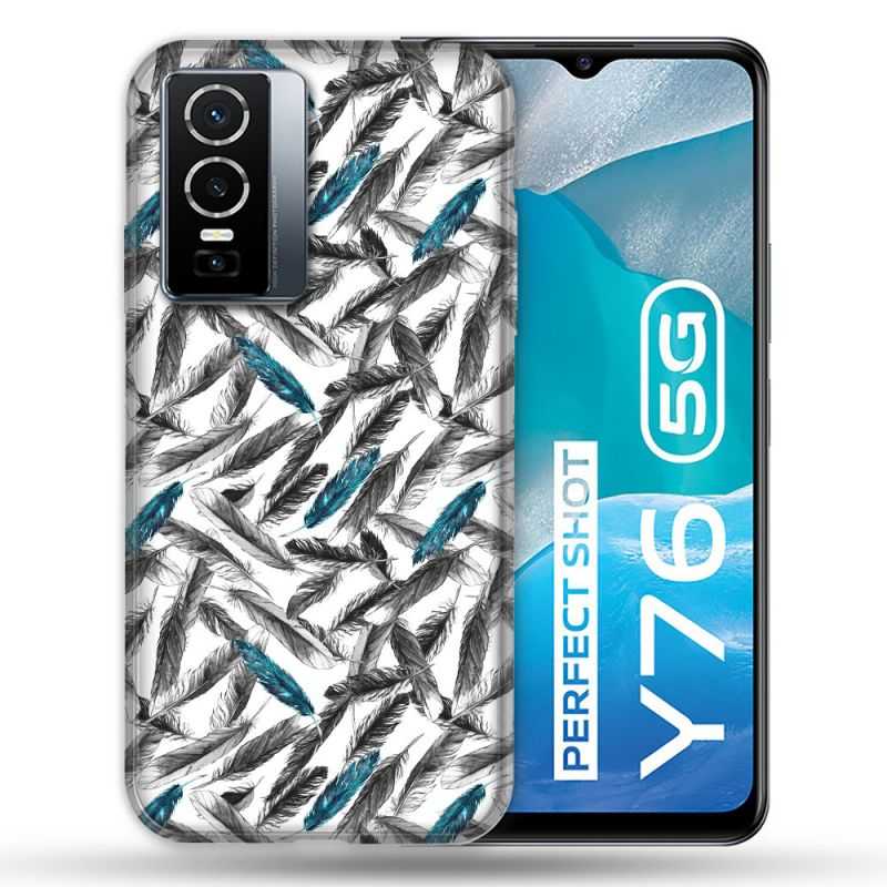 Coque Pour Vivo Y76 5G Texture Plume Canard